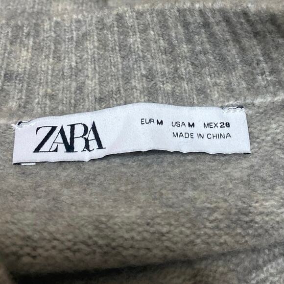 Zara Women's Gray Wool Sleeveless V Neck Ribbed Knit Cropped Sweater Top Size M - Picture 3 of 4
